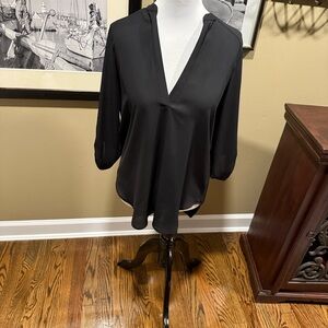 Lush Black V-Neck Blouse